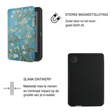 Kobo Clara BW / Clara Colour Hoesje - Vegan Saffiano Leren Sleep Cover - Met Handband en Auto Wake/Sleep - Van Gogh Amandelbloesem