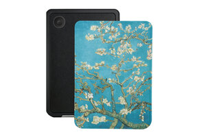 Lunso Kobo Clara BW / Clara Colour hoesje (6 inch) - Vegan Saffiano Leren Sleep Cover - Van Gogh Amandelbloesem