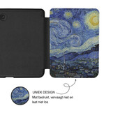 Kobo Clara BW / Clara Colour Hoesje - Vegan Saffiano Leren Sleep Cover - Met Handband en Auto Wake/Sleep - Van Gogh Sterrennacht