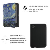 Kobo Clara BW / Clara Colour Hoesje - Vegan Saffiano Leren Sleep Cover - Met Handband en Auto Wake/Sleep - Van Gogh Sterrennacht