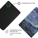 Kobo Clara BW / Clara Colour Hoesje - Vegan Saffiano Leren Sleep Cover - Met Handband en Auto Wake/Sleep - Van Gogh Sterrennacht