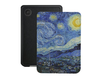 Lunso Kobo Clara BW / Clara Colour hoesje (6 inch) - Vegan Saffiano Leren Sleep Cover - Van Gogh Sterrennacht
