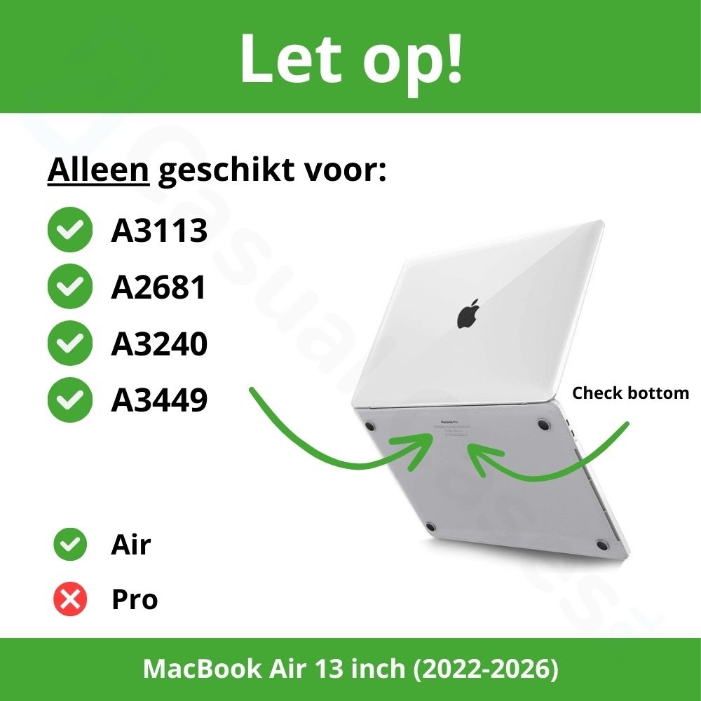 MacBook Air 13 inch (2022-2026) cover hoes case - Mat Transparant