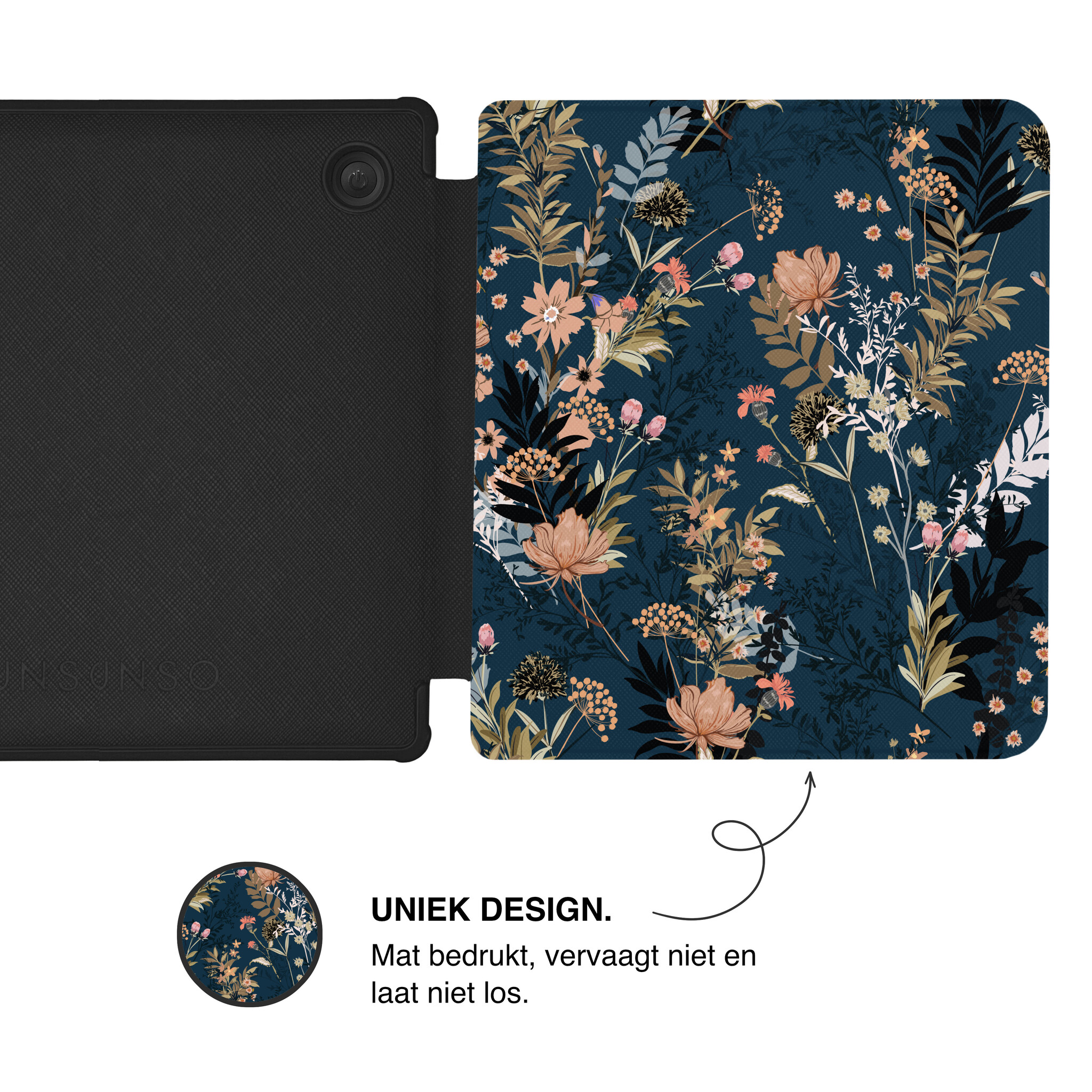 Kobo Libra Colour Hoesje - Vegan Saffiano Leren Sleep Cover - Met Handband en Auto Wake/Sleep - Urban Park