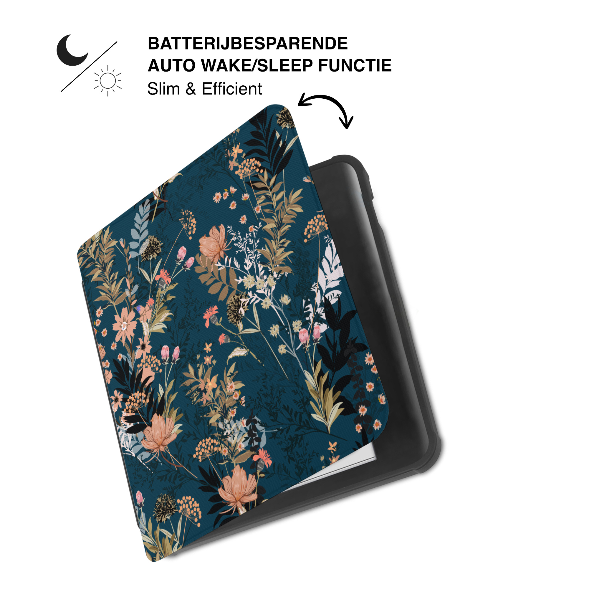 Kobo Libra Colour Hoesje - Vegan Saffiano Leren Sleep Cover - Met Handband en Auto Wake/Sleep - Urban Park