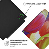 Kobo Libra Colour Hoesje - Vegan Saffiano Leren Sleep Cover - Met Handband en Auto Wake/Sleep - Tulpen