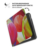 Kobo Libra Colour Hoesje - Vegan Saffiano Leren Sleep Cover - Met Handband en Auto Wake/Sleep - Tulpen