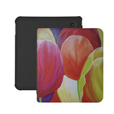 Kobo Libra Colour Hoesje - Vegan Saffiano Leren Sleep Cover - Met Handband en Auto Wake/Sleep - Tulpen