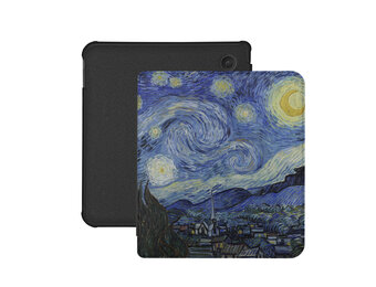 Lunso Kobo Libra Colour hoes (7 inch) - Vegan Saffiano Leren sleepcover - Van Gogh Sterrennacht