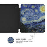 Kobo Libra Colour Hoesje - Vegan Saffiano Leren Sleep Cover - Met Handband en Auto Wake/Sleep - Van Gogh Sterrennacht