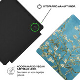 Kobo Libra Colour Hoesje - Vegan Saffiano Leren Sleep Cover - Met Handband en Auto Wake/Sleep - Van Gogh Amandelbloesem