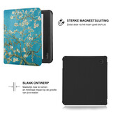 Kobo Libra Colour Hoesje - Vegan Saffiano Leren Sleep Cover - Met Handband en Auto Wake/Sleep - Van Gogh Amandelbloesem