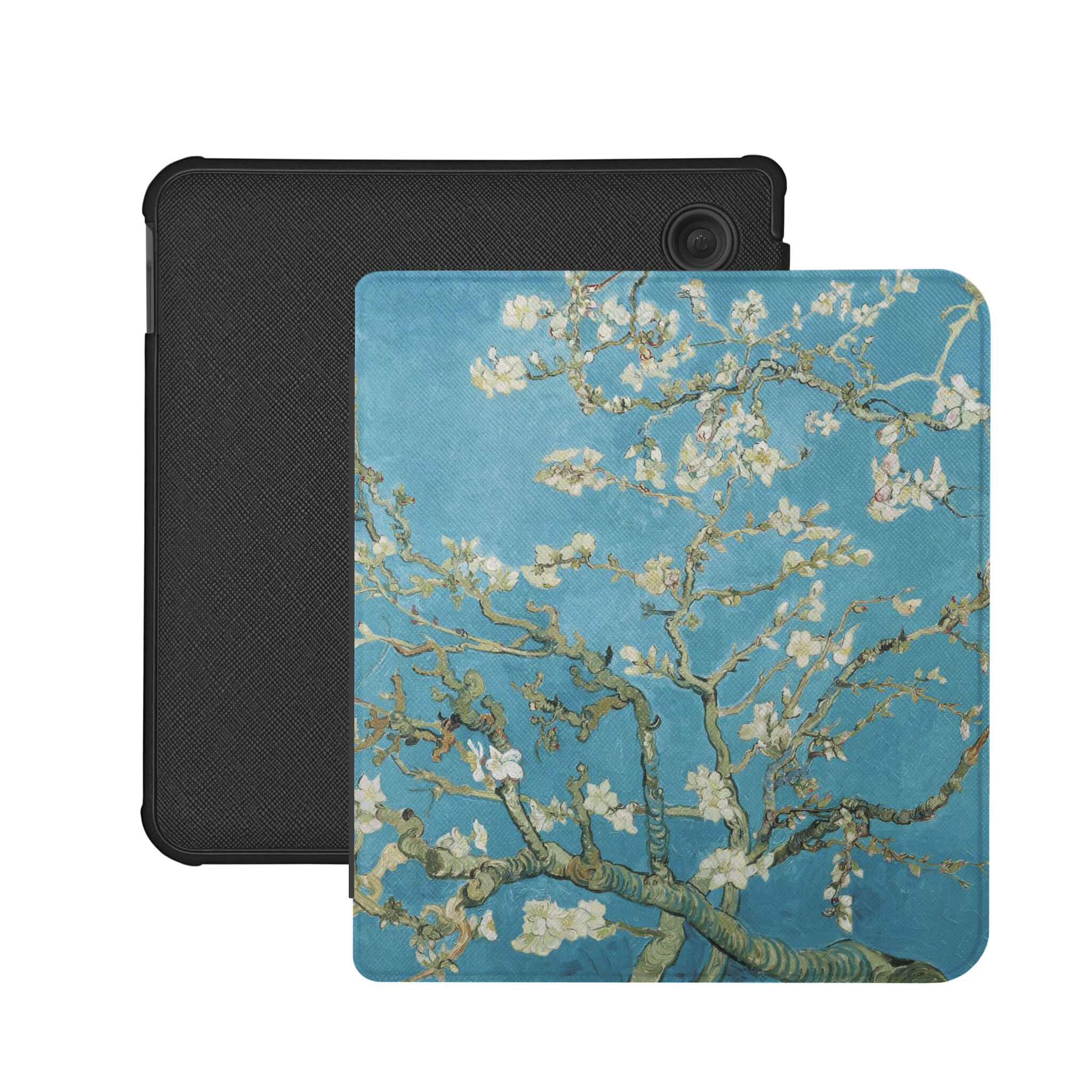 Kobo Libra Colour Hoesje - Vegan Saffiano Leren Sleep Cover - Met Handband en Auto Wake/Sleep - Van Gogh Amandelbloesem