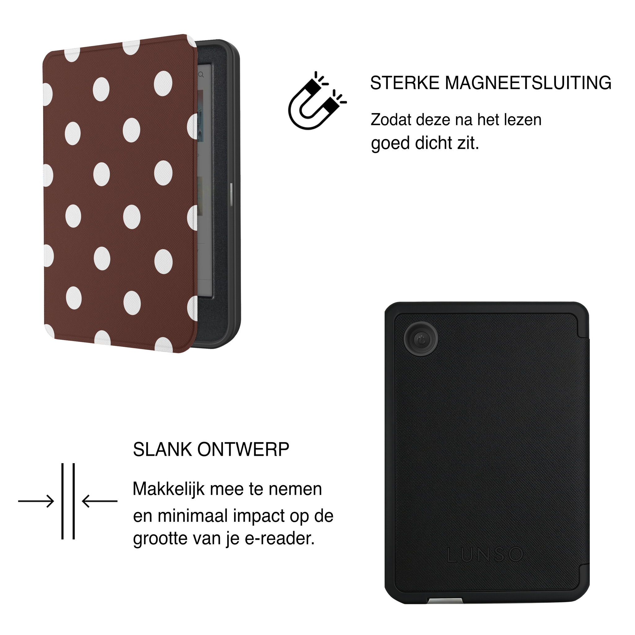 Kobo Clara BW / Clara Colour Hoesje - Vegan Saffiano Leren Sleep Cover - Met Handband en Auto Wake/Sleep - Vintage Dots