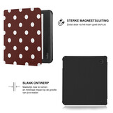Kobo Libra Colour Hoesje - Vegan Saffiano Leren Sleep Cover - Met Handband en Auto Wake/Sleep - Vintage Dots