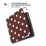 Kobo Libra Colour Hoesje - Vegan Saffiano Leren Sleep Cover - Met Handband en Auto Wake/Sleep - Vintage Dots