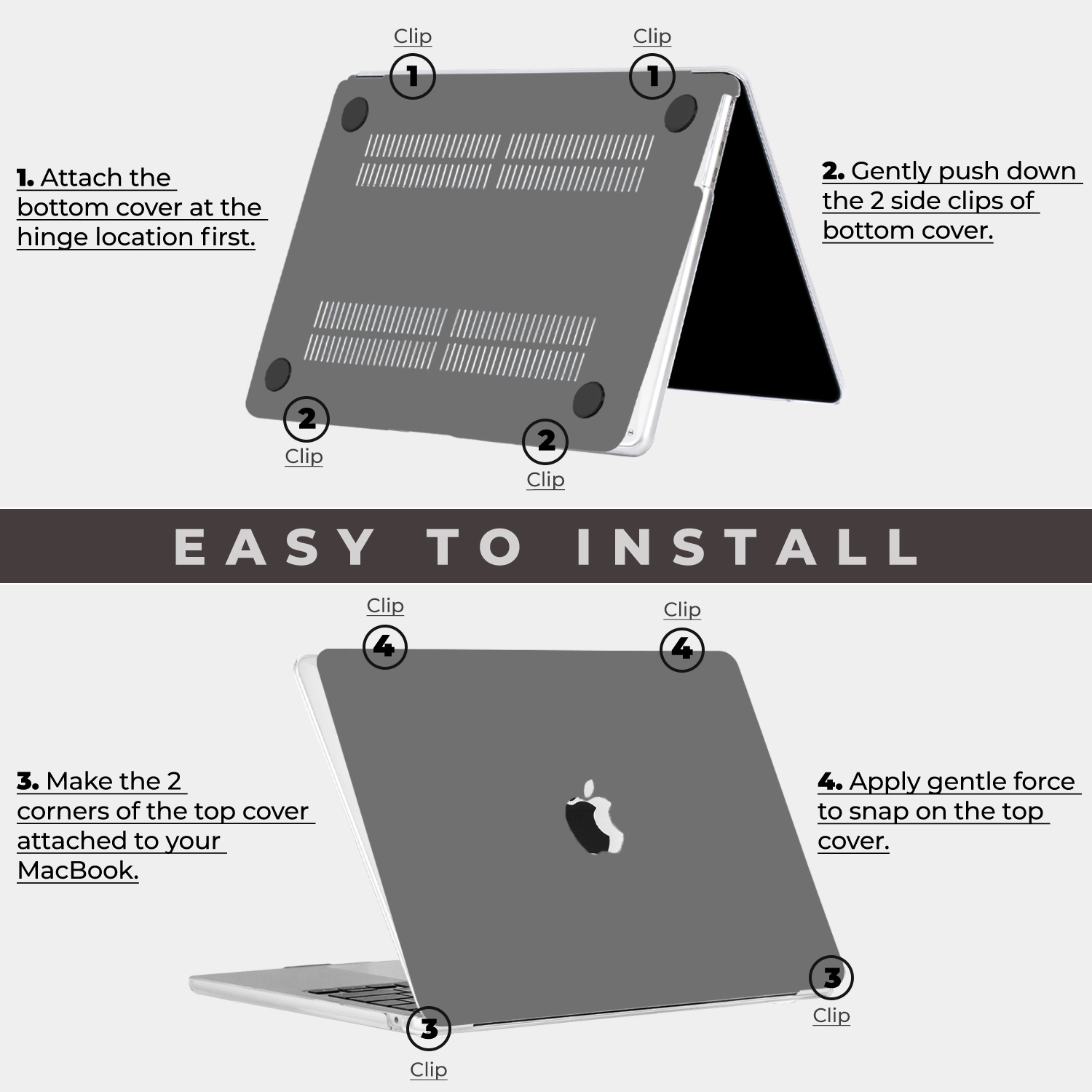 MacBook Neo cover hoes case met anti-slip dopjes - Mat Zwart