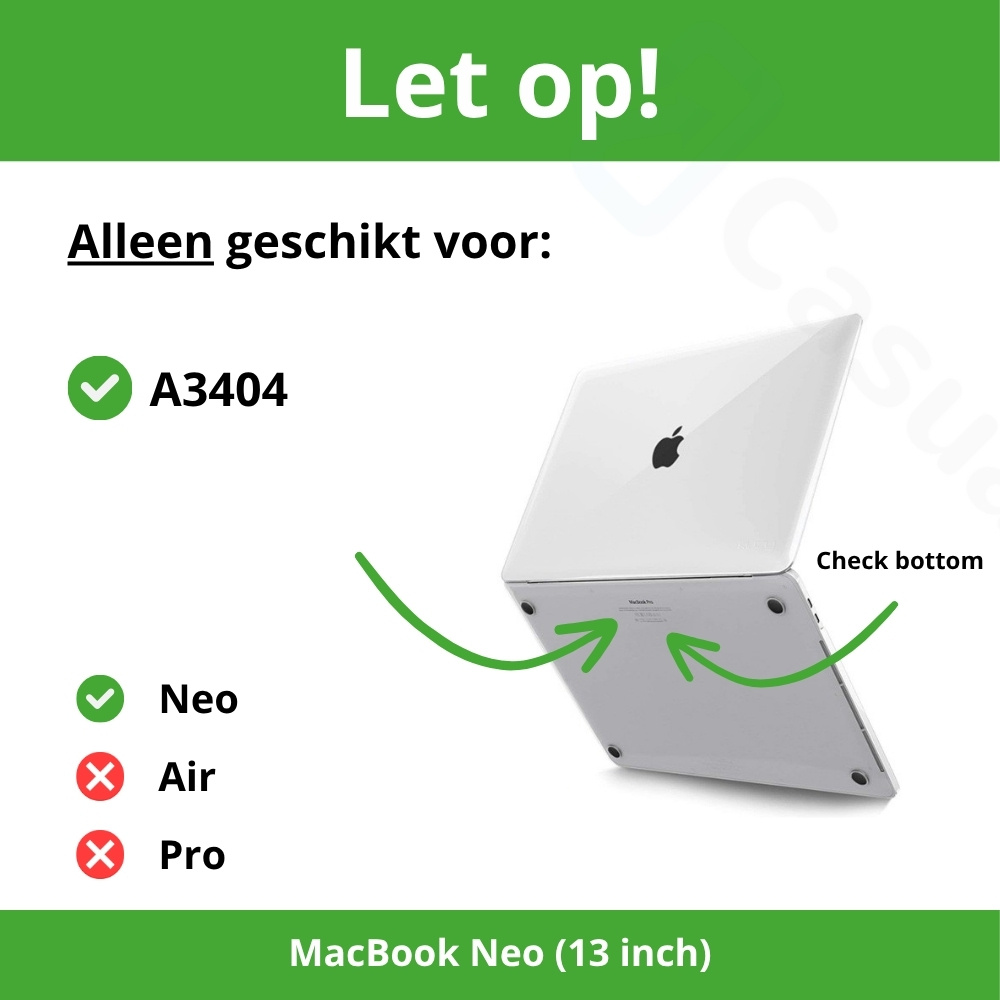 MacBook Neo cover hoes case met anti-slip dopjes - Glanzend Zwart