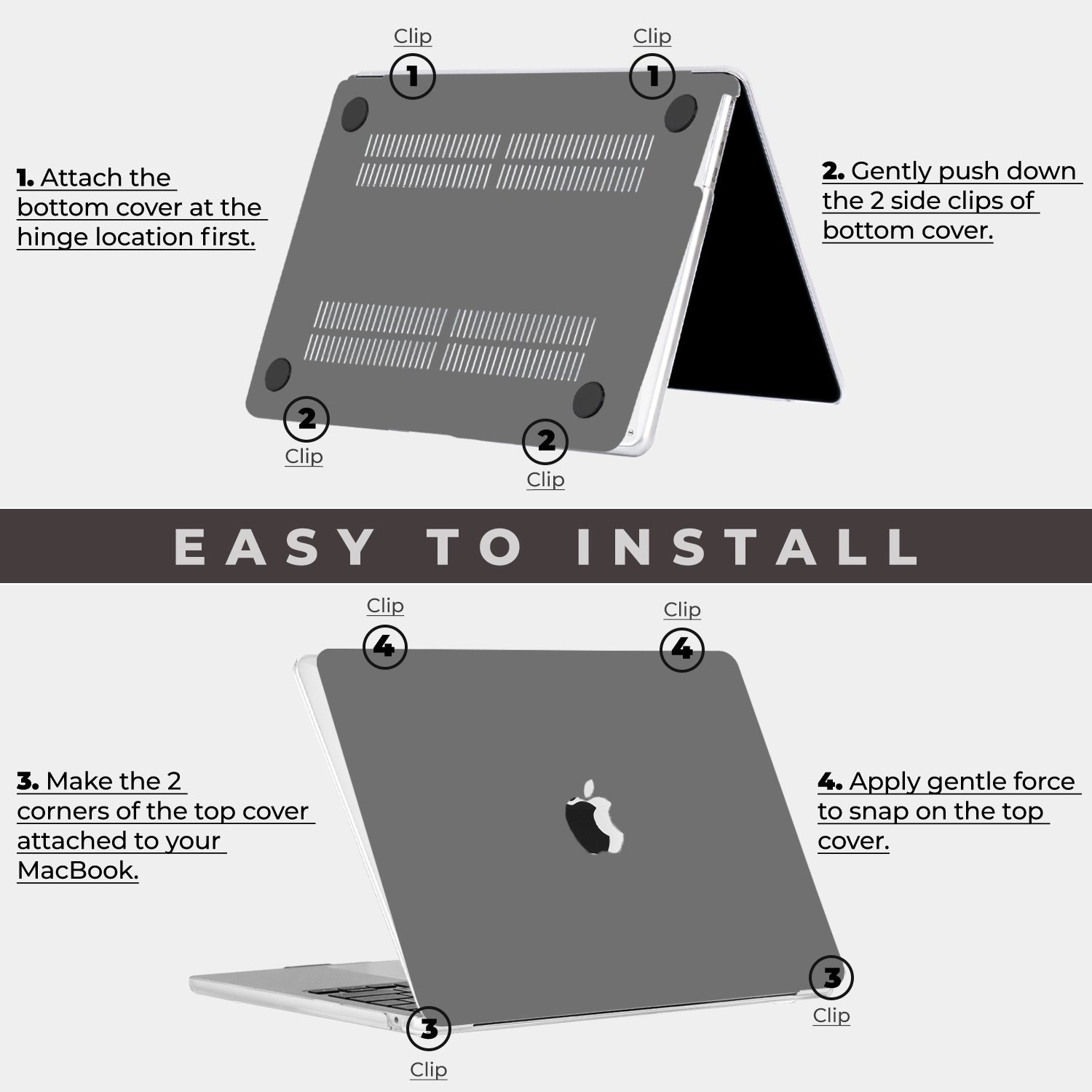 MacBook Neo cover hoes case met anti-slip dopjes - Mat Transparant