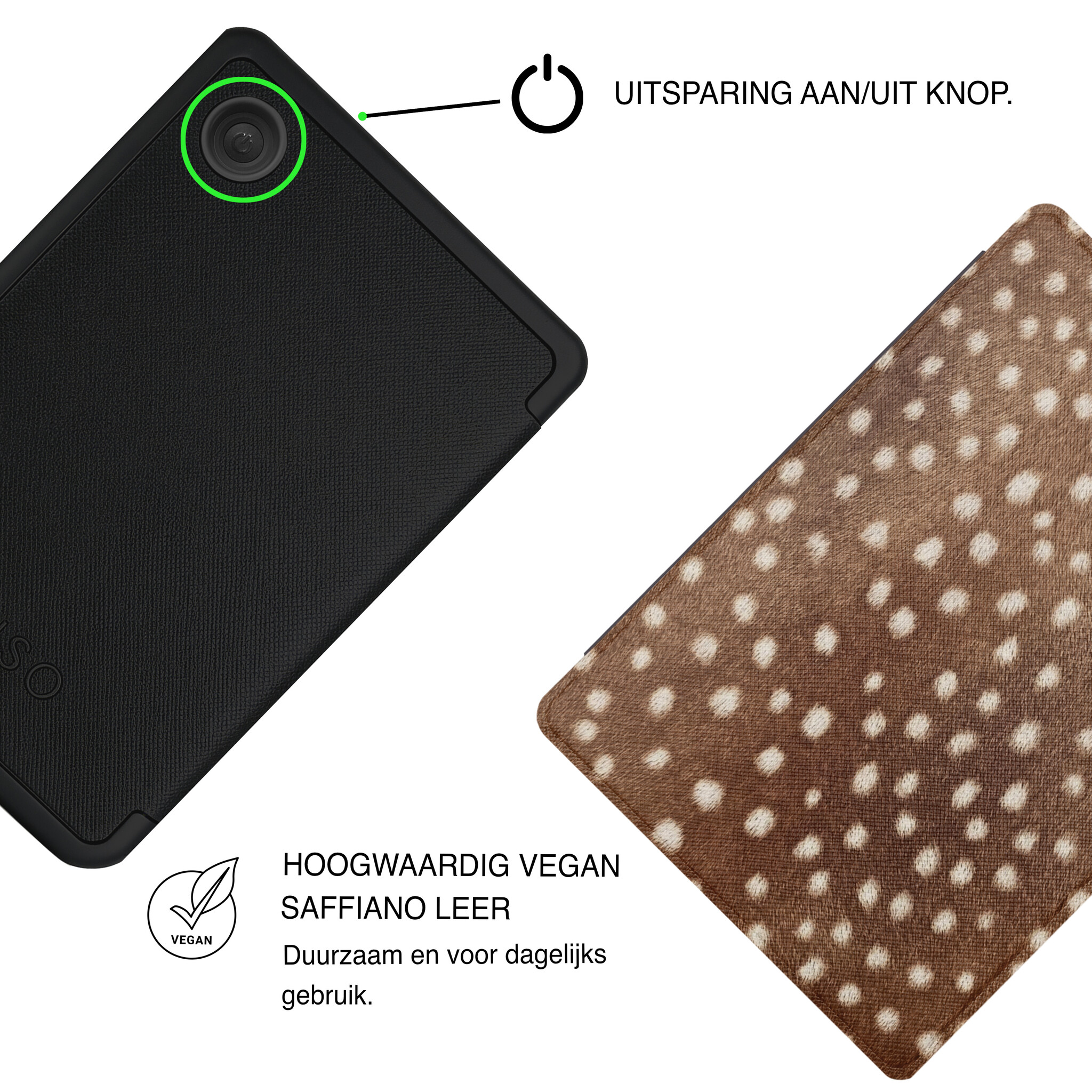 Kobo Clara BW / Clara Colour Hoesje - Vegan Saffiano Leren Sleep Cover - Met Handband en Auto Wake/Sleep - Oh Deer!