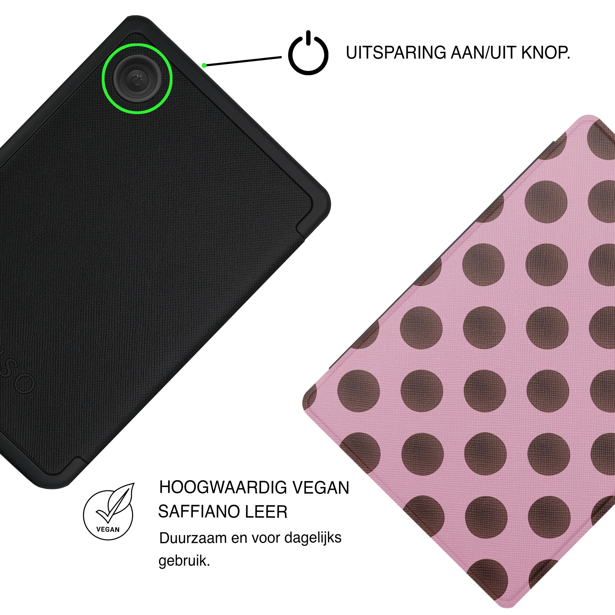 Kobo Clara BW / Clara Colour Hoesje - Vegan Saffiano Leren Sleep Cover - Met Handband en Auto Wake/Sleep - Summer Blush