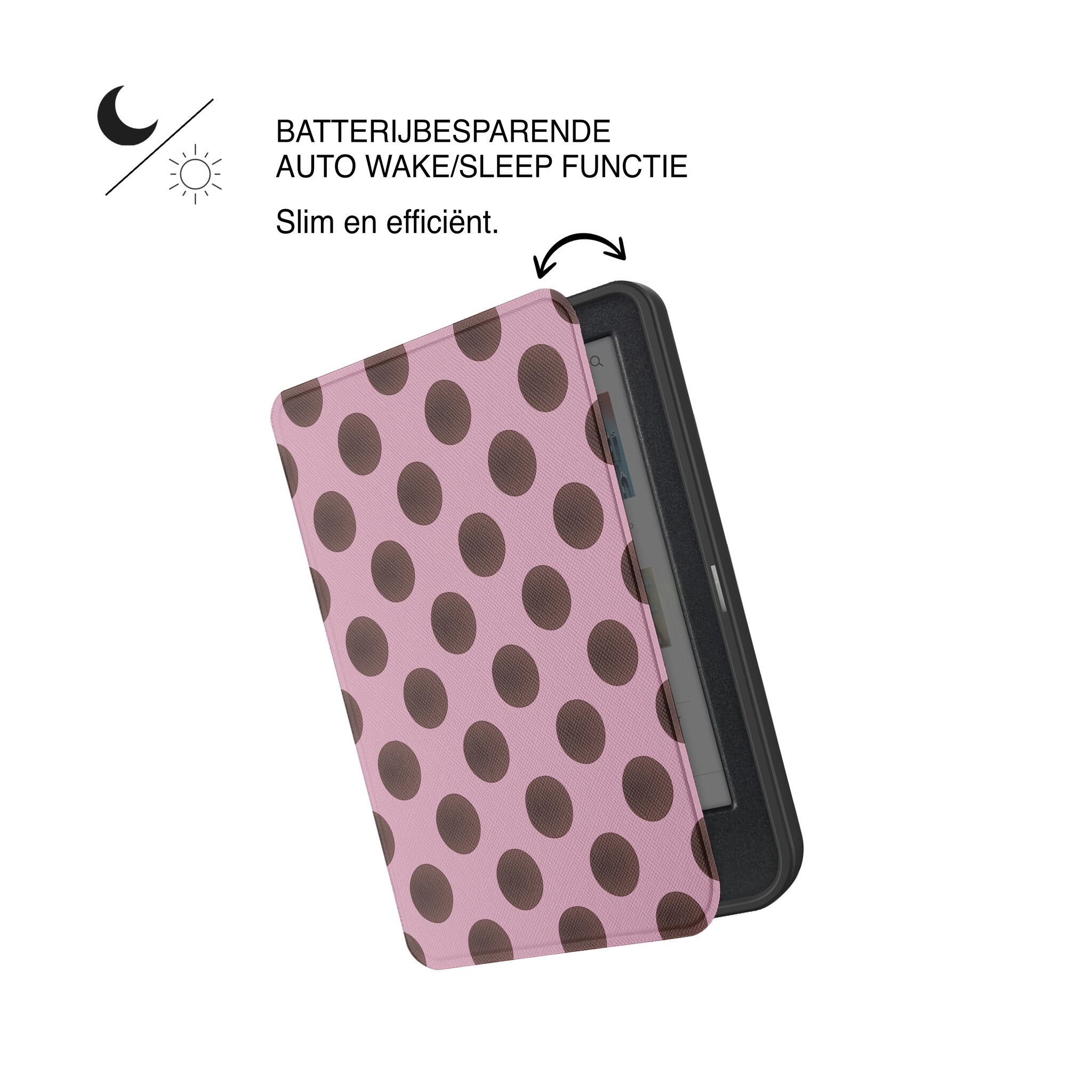 Kobo Clara BW / Clara Colour Hoesje - Vegan Saffiano Leren Sleep Cover - Met Handband en Auto Wake/Sleep - Summer Blush