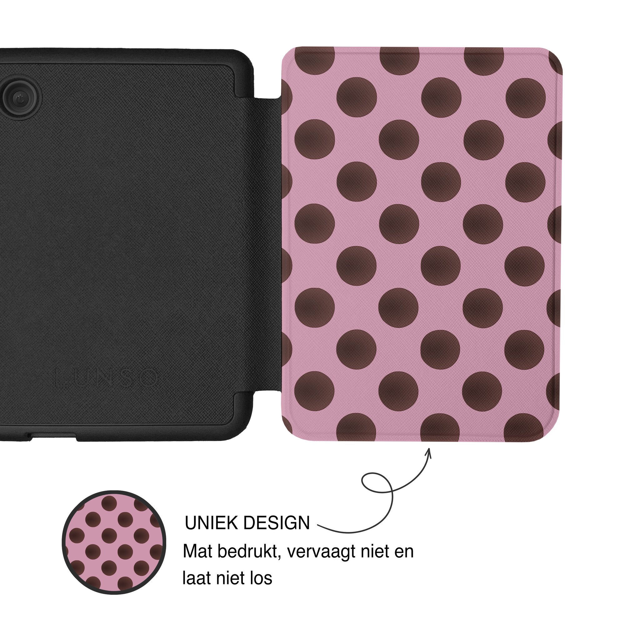 Kobo Clara BW / Clara Colour Hoesje - Vegan Saffiano Leren Sleep Cover - Met Handband en Auto Wake/Sleep - Summer Blush