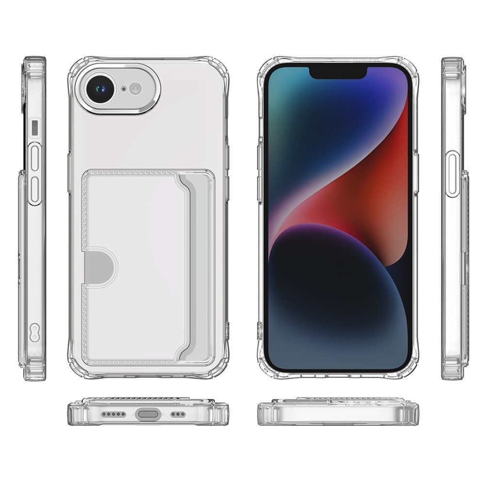 iPhone 17e / iPhone 16e TPU Backcover hoes met kaarthouder - Transparant