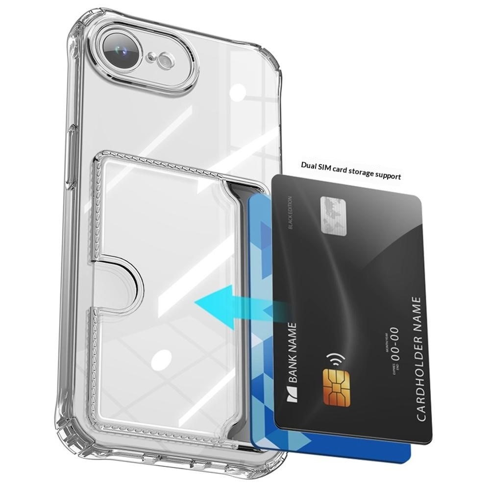iPhone 17e / iPhone 16e TPU Backcover hoes met kaarthouder - Transparant
