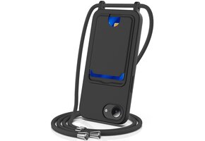 Casety iPhone 17e / iPhone 16e - Telefoonhoes met koord en kaarthouder - Zwart