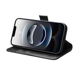 iPhone 17e / iPhone 16e luxe echt leren bookcase hoesje - Magnetische sluiting - Zwart