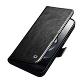 iPhone 17e / iPhone 16e luxe echt leren bookcase hoesje - Magnetische sluiting - Zwart