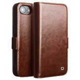 iPhone 17e / iPhone 16e luxe echt leren bookcase hoesje - Magnetische sluiting - Bruin