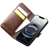 iPhone 17e / iPhone 16e luxe echt leren bookcase hoesje - Magnetische sluiting - Bruin