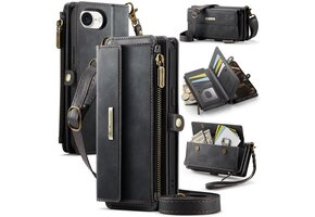 Caseme iPhone 17e / iPhone 16e hoesje - portemonnee tasje - Zwart