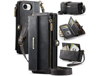 Caseme iPhone 17e / iPhone 16e hoesje - portemonnee tasje - Zwart