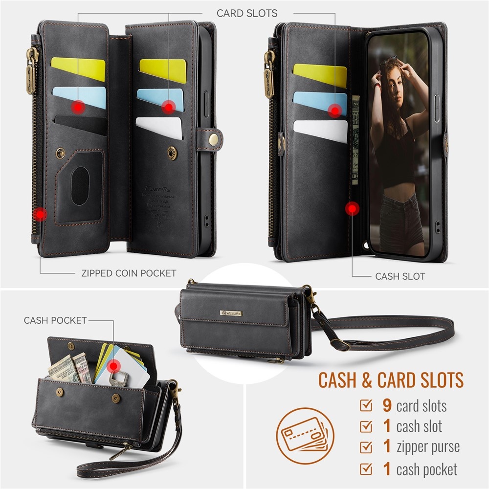 iPhone 17e / iPhone 16e hoesje portemonnee tasje - Zwart