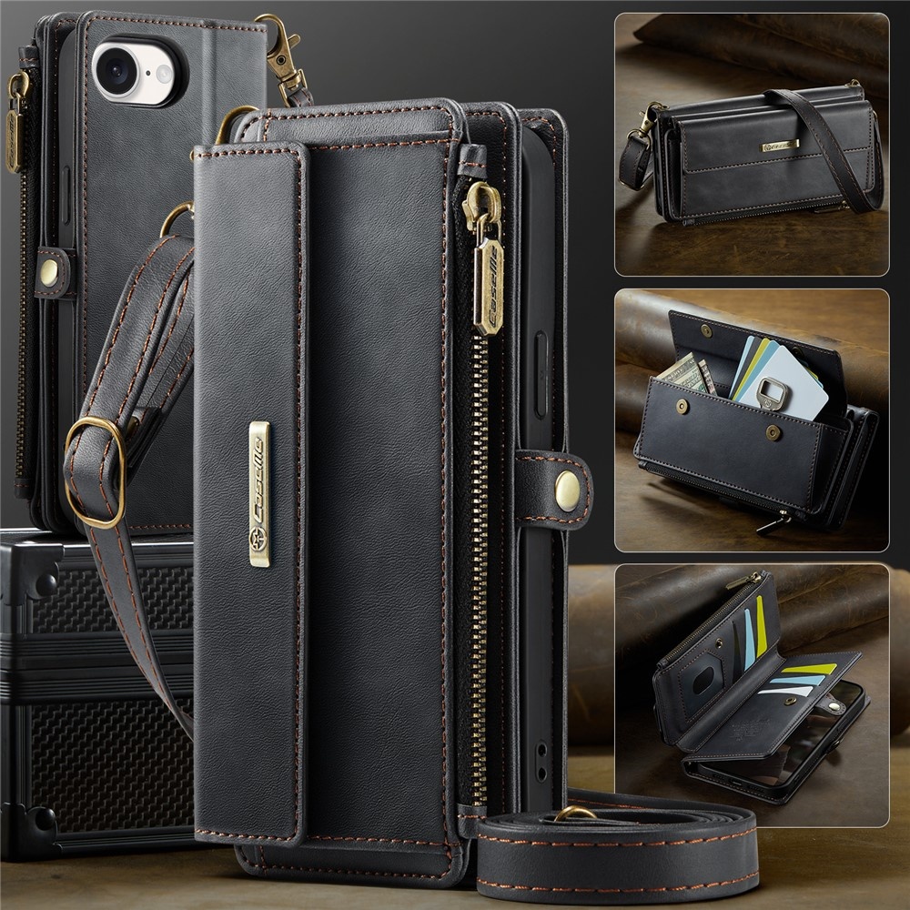 iPhone 17e / iPhone 16e hoesje portemonnee tasje - Zwart