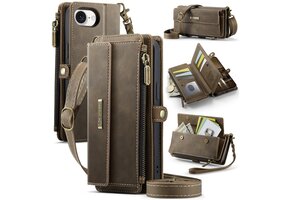 Caseme iPhone 17e / iPhone 16e hoesje - portemonnee tasje - Bruin