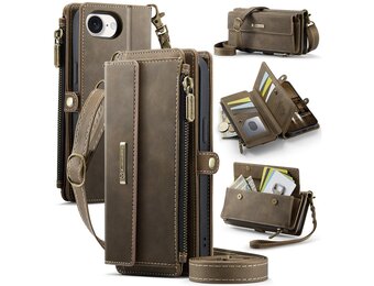 Caseme iPhone 17e / iPhone 16e hoesje - portemonnee tasje - Bruin