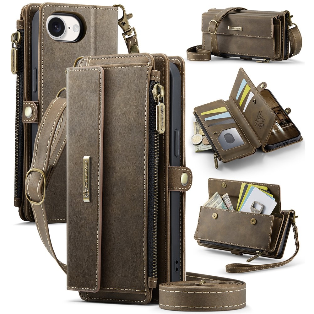 Caseme iPhone 17e / iPhone 16e hoesje - portemonnee tasje - Bruin