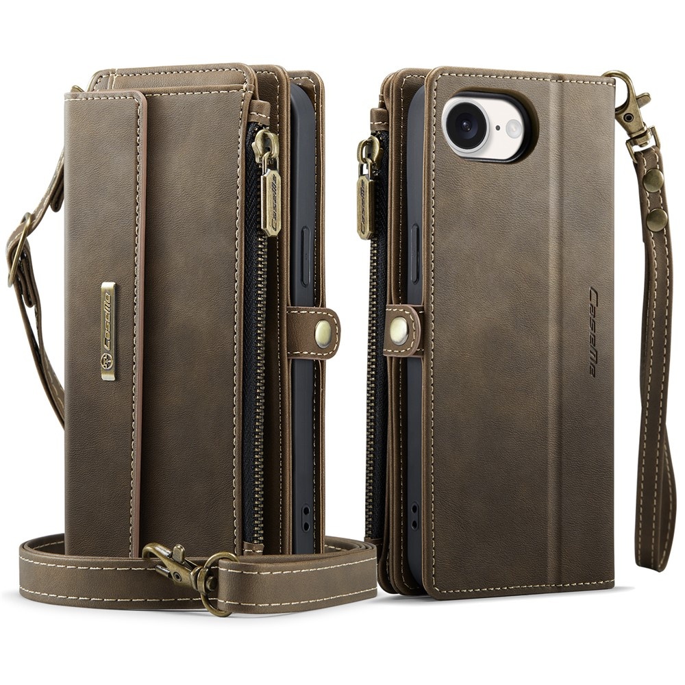 iPhone 17e / iPhone 16e hoesje portemonnee tasje - Bruin