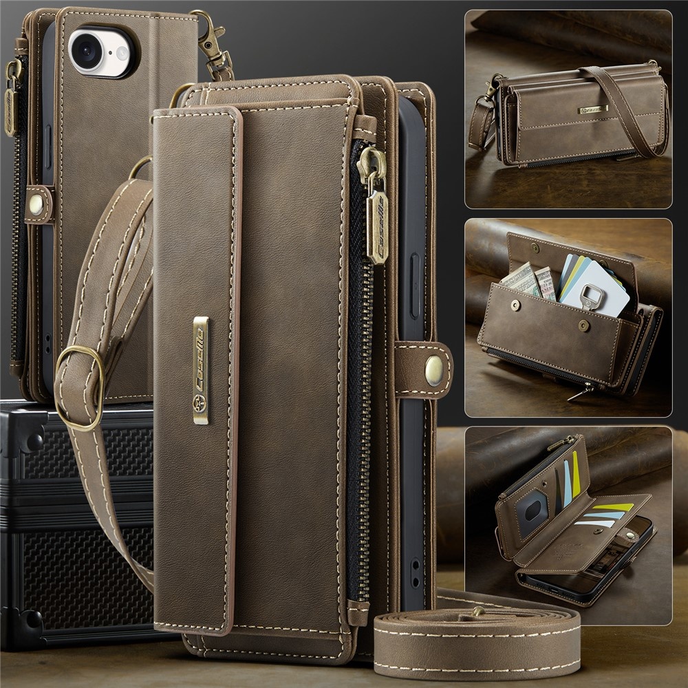 iPhone 17e / iPhone 16e hoesje portemonnee tasje - Bruin