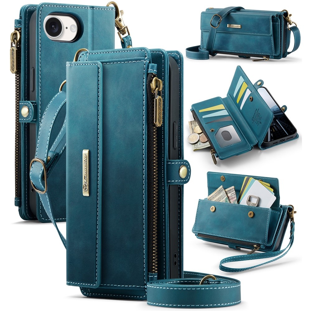 iPhone 17e / iPhone 16e hoesje portemonnee tasje - Blauw