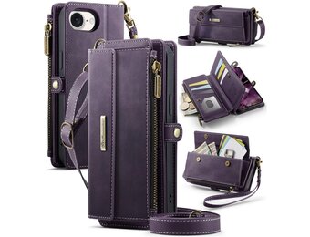 Caseme iPhone 17e / iPhone 16e hoesje - portemonnee tasje - Paars