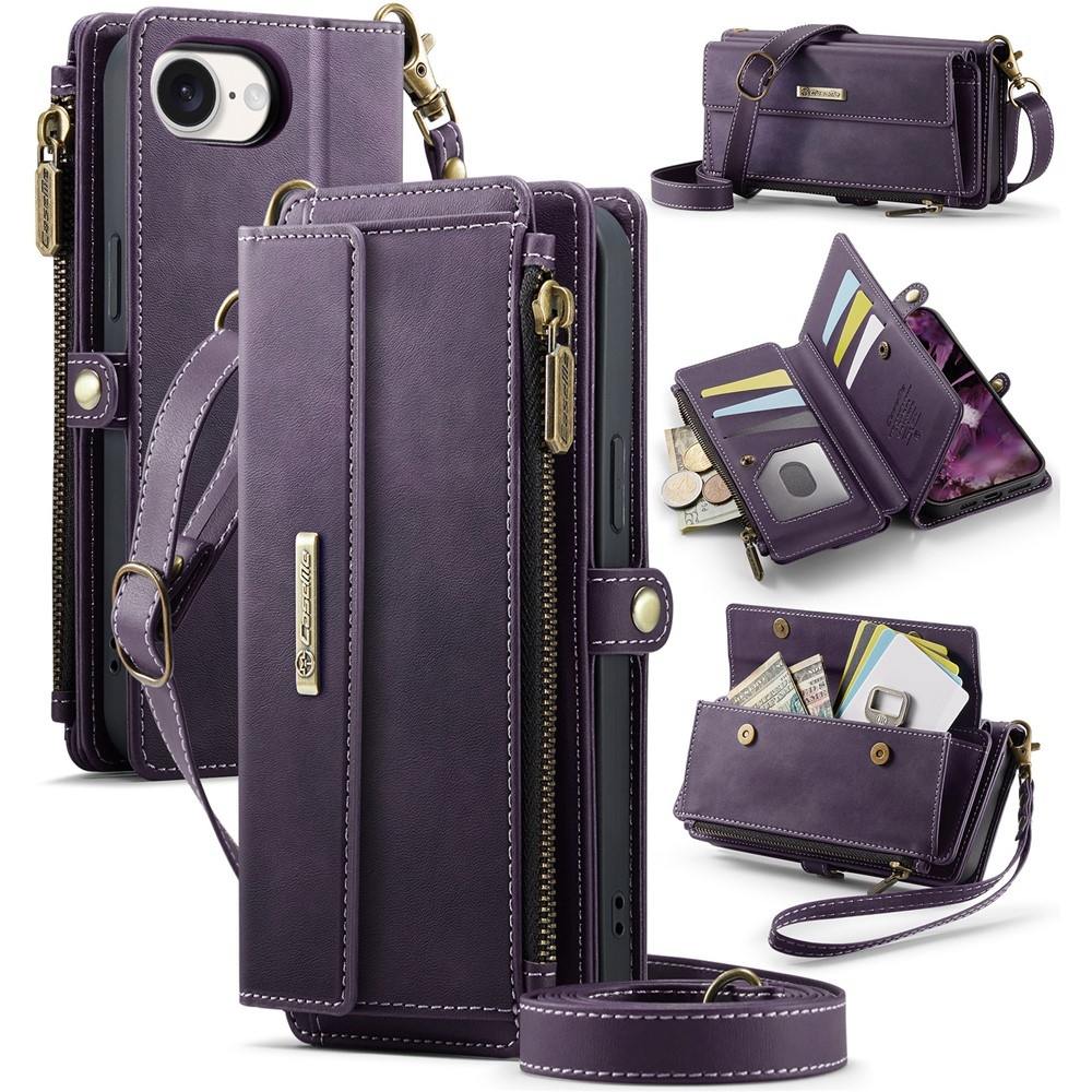 Caseme iPhone 17e / iPhone 16e hoesje - portemonnee tasje - Paars