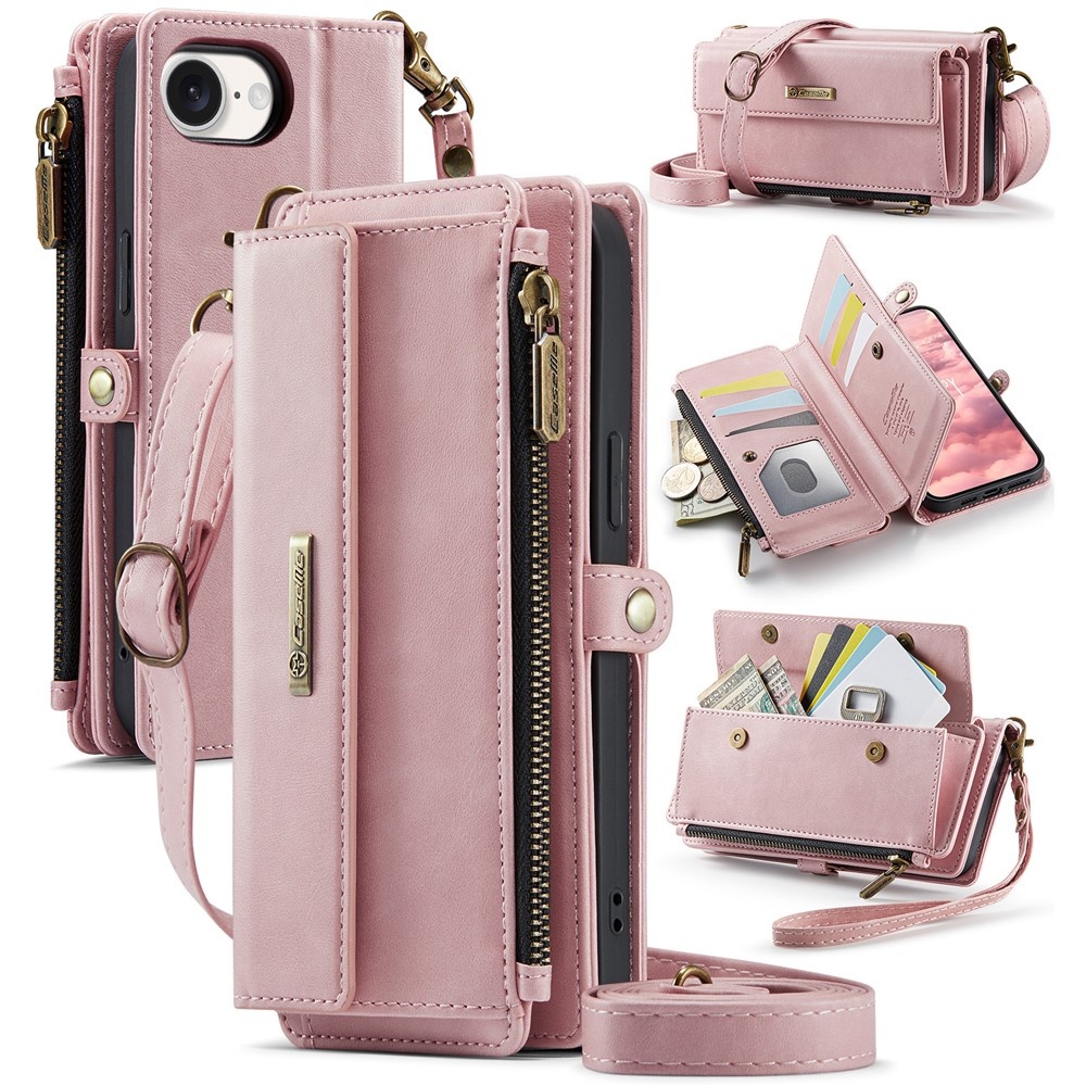 Caseme iPhone 17e / iPhone 16e hoesje - portemonnee tasje - Lichtroze