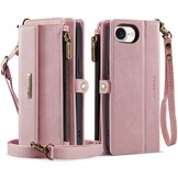 iPhone 17e / iPhone 16e hoesje portemonnee tasje - Lichtroze