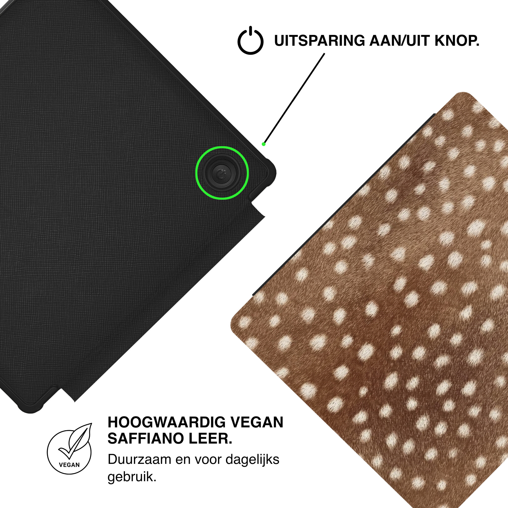 Kobo Libra Colour Hoesje - Vegan Saffiano Leren Sleep Cover - Met Handband en Auto Wake/Sleep - Oh Deer!
