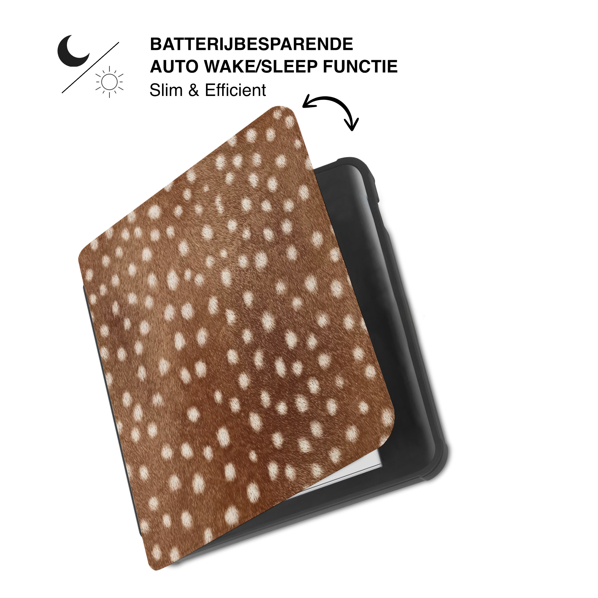 Kobo Libra Colour Hoesje - Vegan Saffiano Leren Sleep Cover - Met Handband en Auto Wake/Sleep - Oh Deer!